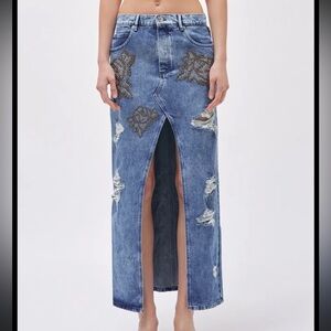 Blumarine by Marc Jacobs Heaven + ROSE STUDS MAXI SKIRT Size Small NWT